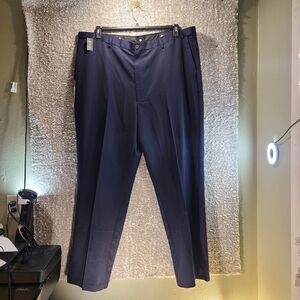 Haggar Big & Tall Cool 18 Performance Flat Front Classic Pants Navy 48X34 NWT